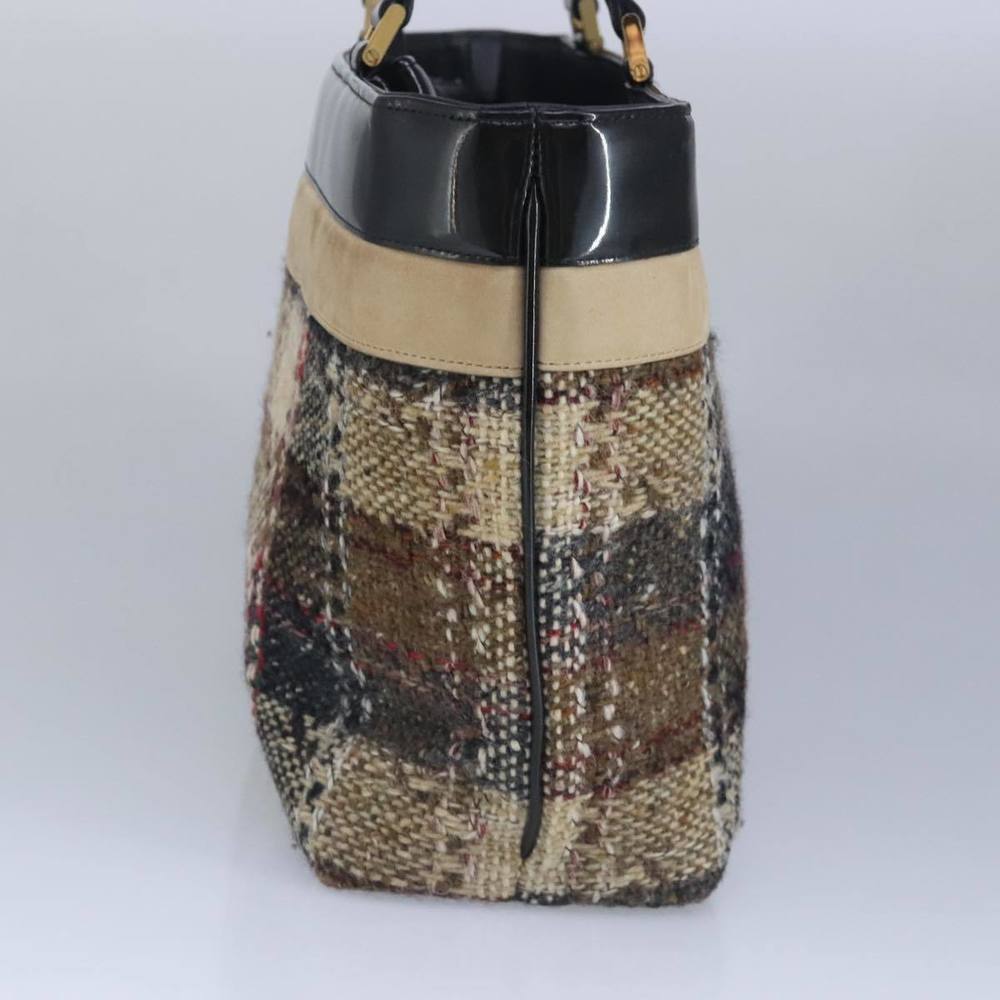 BURBERRY Hand Bag Wool Beige Gold Auth bs19268 - Picture 4 of 16